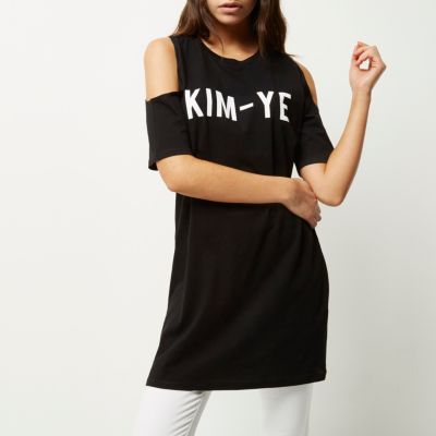 Black Kim-Ye print top
